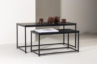 Sofabord Stål Bord 1: 100 cm Bord 2: 75 cm x Bord 1: 43 cm Bord 2: 33 – svart