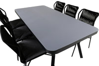 Spisestol Julian & Virya 4-pakk + Rektangulært spisebord 200 × 100 – svart