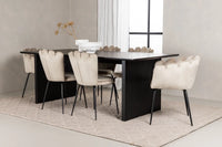 Spisestol Limhamn & Vail 2-pakk – beige + rektangulært spisebord 200 × 100 – svart