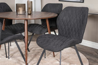 Spisestol Gemma & Plaza 2-pakk + Spisebord rundt ⌀100 – svart og valnøtt