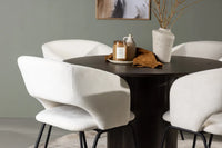 Spisegruppe rund ⌀110 + 2-pakk spisestoler – mocca og offwhite