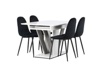 Spisestol Polar & Disa 2-pakk – svart + Spisebord rektangulært 120 x 80 – hvit