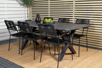 Spisegruppe Rives & Lindos rektangulært 200 × 100 + spisestol 2-pakk – svart