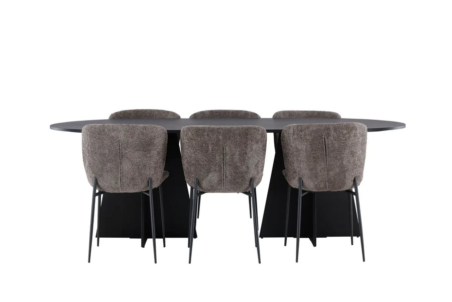 Spisegruppe Bootcut & Modesto oval 230 x 115 2-pakk – svart og brun