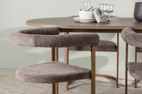 Spisegruppe oval 180 x 90 + 2-pakk spisestoler – natur og brun