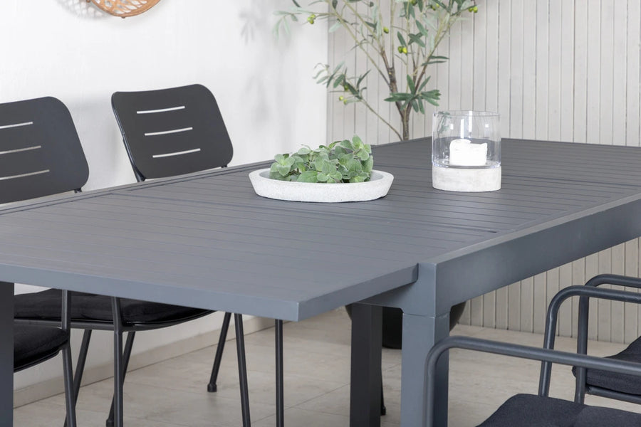 Spisestol Nicke & Marbella 2-pakk + rektangulært spisebord 160 x 100 – svart