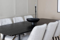 Spisebord Gold & Velvet Deluxe rektangulært 180 x 85 + spisestol 2-pakk – svart og grå