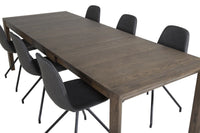 Spisegruppe Slider & Polar 170 x 95 + spisestol 2-pakk – natur og svart