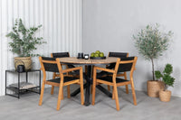 Spisestol Venice & Mexico 2-pakk – natur + Spisebord rundt ⌀140 – svart