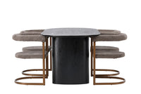 Spisegruppe Isolde & Morning oval 180 x 90 + spisestol 2-pakk – svart og brun