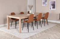 Spisebord Slider & Polar 170 x 95 + spisestol 2-pakk – hvitvasket og brun