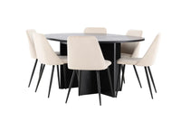 Spisestol Night & Strada 2-pakk + rektangulært spisebord ⌀120 – beige og svart