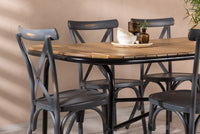 Spisebord Holmbeck & Tablas 200 x 90 + spisestol 2-pakk – natur og mørk grå