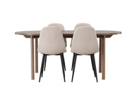 Spisestol Polar & Andy 2-pakk – beige + Spisebord ovalt 180 x 90 – natur