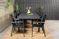 Spisestol Parma & Marbella 2-pakk + Rektangulært spisebord 160 x 100 – svart