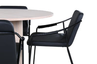 Spisestol Tvist & Bianca 2-pakk – svart + Spisebord rundt ⌀110 – whitewash