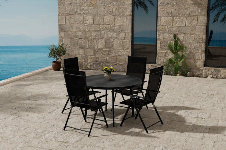 Posisjonsstol Levanzo & Giardini 2-pakk + Rundt Spisebord Ø120 – svart