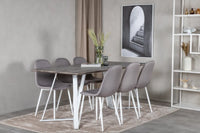 Spisegruppe Marina & Polar 180 x 90 + 2-pakk spisestoler – grå