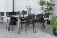 Spisegruppe Paola & Lindos rektangulært 200 × 100 + 2-pakk spisestoler – svart