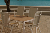 Spisegruppe Break & Panama 205 x 90 + 2-pakk posisjonsstol – beige