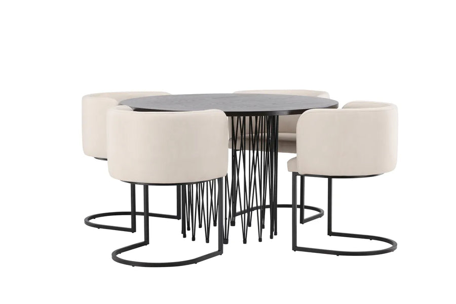 Spisegruppe rund ⌀120 – mocca og beige