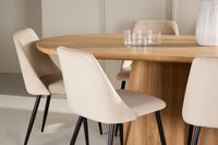 Spisestol Night & Stjärnö 2-pakk + Ovalt spisebord 200 x 90 – beige og natur
