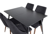 Spisebord rektangulært 120 x 80 + spisestol 2-pakk – svart