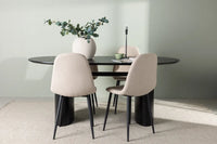 Spisestol Polar & Isolde 2-pakk + Spisebord ovalt 180 x 90 – beige og svart