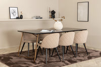 Spisegruppe Petra & Velvet 190 x 90 2-pakk – svart og beige