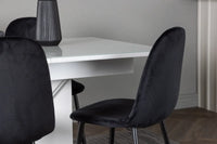 Spisestol Polar & Pluto 2-pakk – svart + Rektangulært spisebord 120 x 90 – hvit