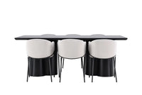 Spisestol Evelina & Olivia 2-pakk + Rektangulært spisebord 210 x 100 – grå og svart