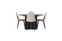 Spisestol Polar & Matilda 2-pakk + Rundt spisebord ⌀130 – beige og svart