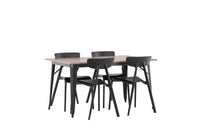 Spisegruppe Tempe & Ursholmen rektangulær 140 x 80 + spisestol 2-pakk – valnøtt og svart