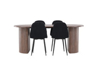 Spisestol Polar & Härön 2-pakk + Spisebord ovalt 200 x 90 – svart og mokka