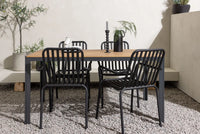 Spisebord 150 x 90 + spisestol 2-pakk – mørkegrå og svart