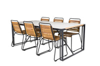 Spisegruppe Texas & Bois 200 × 100 + 2-pakk spisestoler – lys grå og natur