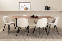 Spisebord Uno & Velvet rektangulært 200 x 90 + spisestol 2-pakk – natur og fløte