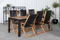Spisestol Little John 2-pakk – svart + Spisebord rektangulært 205 x 90 – natur