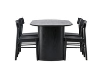 Spisestol Montros & Isolde 2-pakk + Spisebord ovalt 180 x 90 – svart