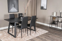 Spisestol Slim & Inca 2-pakk + Spisebord rektangulært 160 x 85 – svart