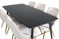 Spisegruppe Gold & Velvet Deluxe 180 x 85 – svart og beige