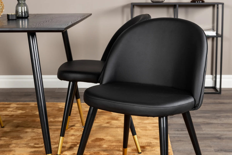 Spisegruppe Dipp & Velvet 120 x 85 + 2-pakk spisestoler – svart