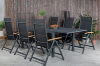 Posisjonsstol Panama & Marbella 2-pakk + Spisebord 160 x 100 – svart