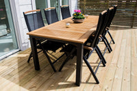 Spisebord Panama 224 x 100 + posisjonsstol 2-pakk – svart