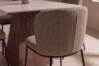 Spisestol Edina & Cael 2-pakk + Spisebord Rektangulært 120 x 120 – brun og lys grå