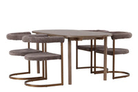 Spisegruppe oval 180 x 90 + 2-pakk spisestoler – natur og brun