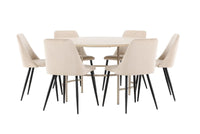 Spisegruppe rund 2-pakk ⌀140 – beige og whitewash