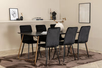 Spisebord Petra & Windu 190 x 90 + spisestol 2-pakk – svart