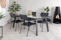 Spisegruppe Nicke & Paola 2-pakk + rektangulært spisebord 200 × 100 – svart