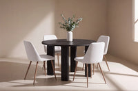 Spisestol Night & Juno 2-pakk – beige + Spisebord rundt ⌀120 – svart